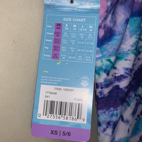 Speedo Bathing Suit for Youth Girls  XS - 5/6 Light Purple and White New w/ Tags - Picture 4 of 4